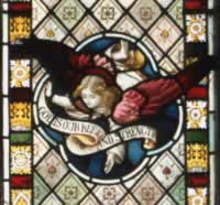 Stained Glass window of an angel in High Street Methodist Church