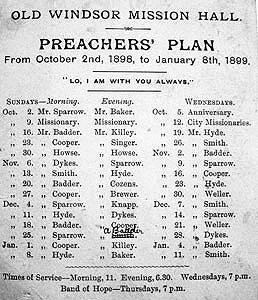 Preaching plan from 1898