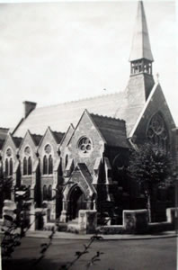 View of Church with Steeple in the 1950s